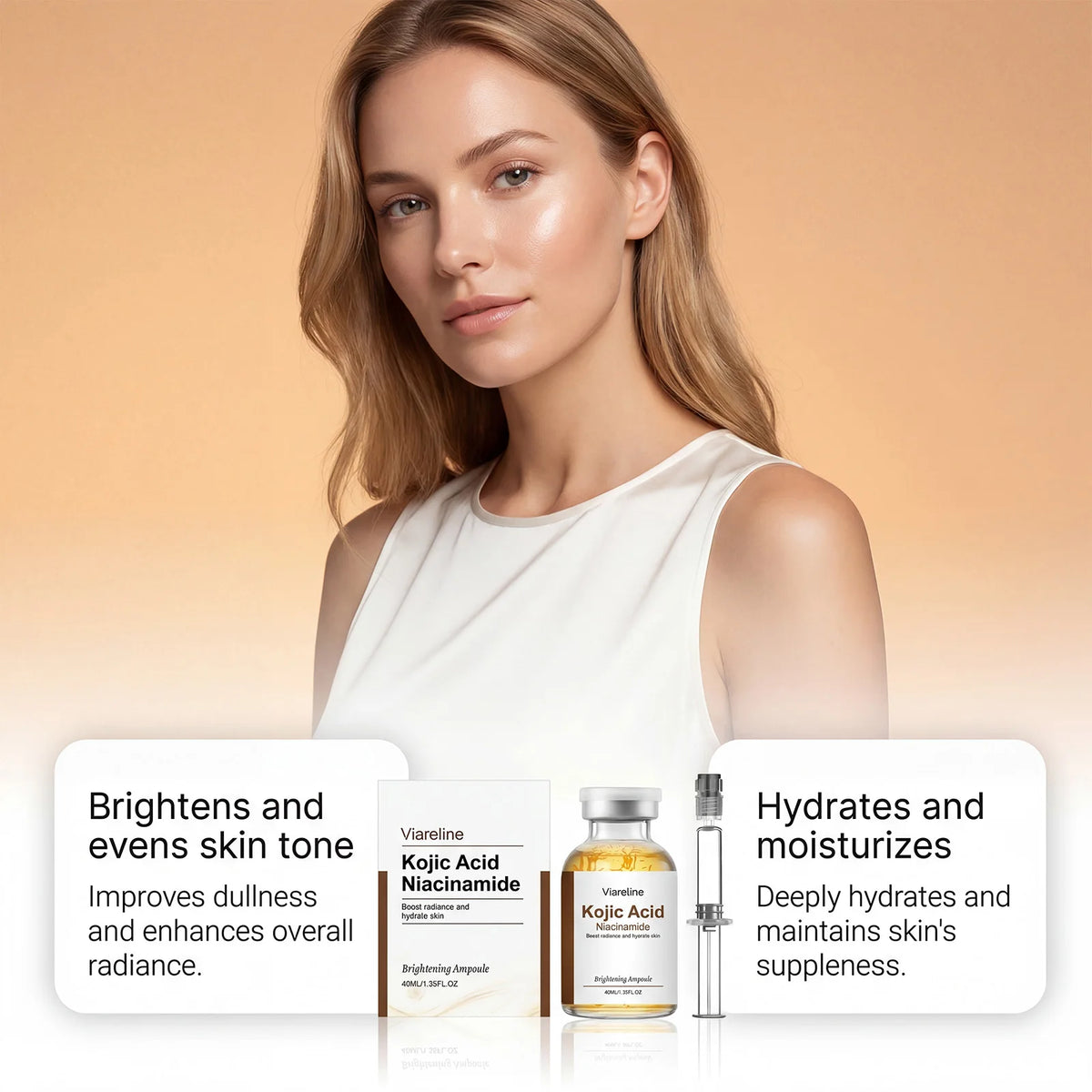 VIARELINE Niacinamide Kojic Acid Brightening Ampoule Serum 40ml Brightening Face Serum SPOT