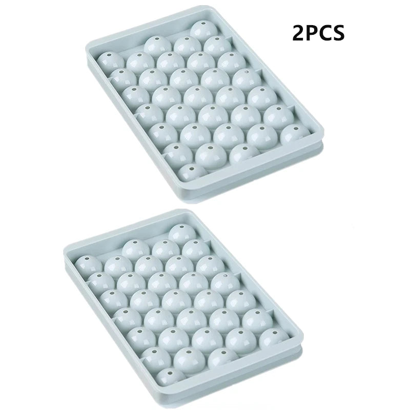 Round Ice Ball Maker Tray with Lid – 33-Grid Diamond Mold Ice Ball Maker Tray SPOT 2PCS Blue