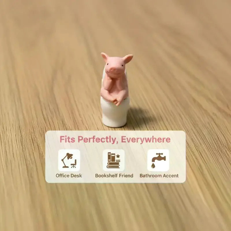 Funny Pig on Toilet Figurine – PVC Novelty Home Decor Ornament Novelty Figurine SPOT