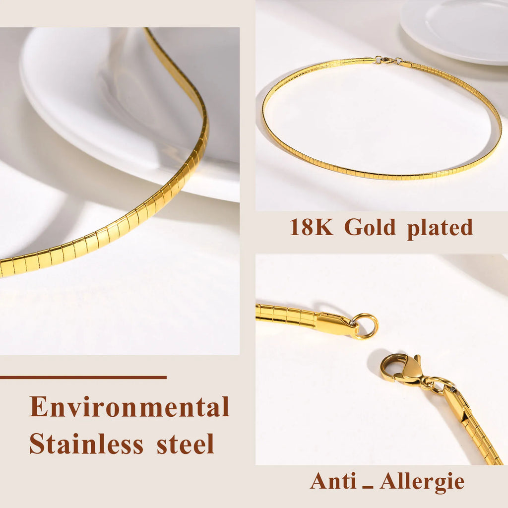 Meaeguet Gold Torque Choker Necklace – Stainless Steel Cuff Choker Necklace SPOT