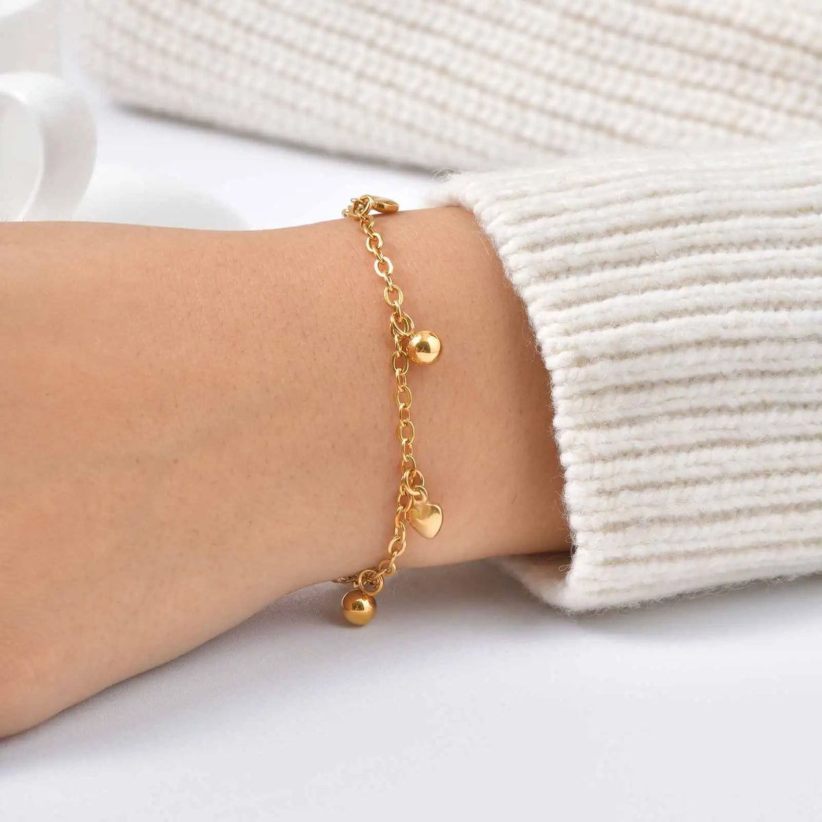 Multi Heart Charm Bracelet – Tarnish-Free Gold Steel Chain Charm Bracelet SPOT