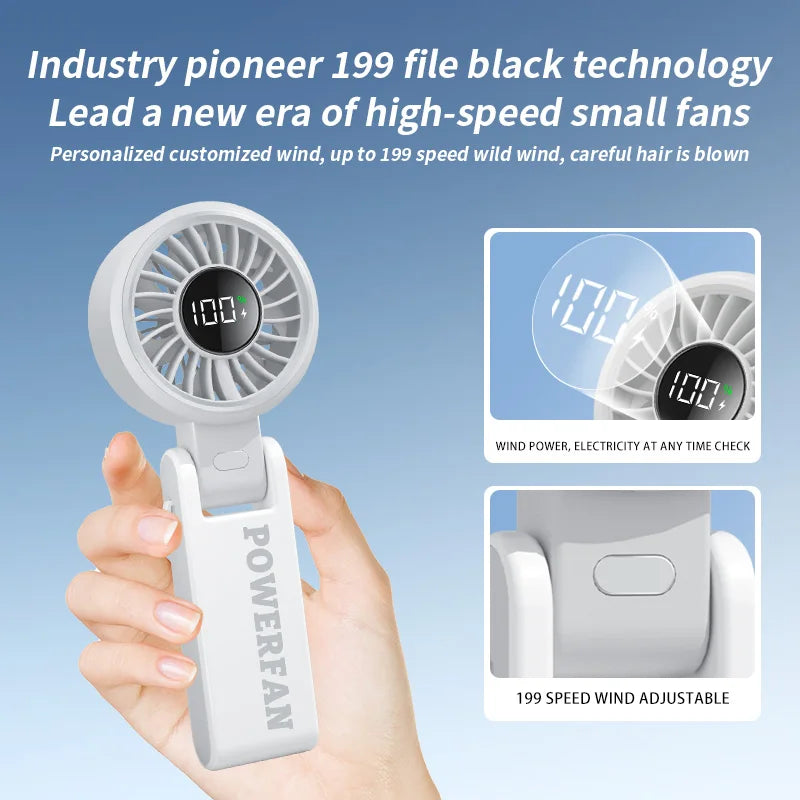 Digital Display Handheld Fan – USB Rechargeable Portable Mini Fan Handheld Portable Fan SPOT
