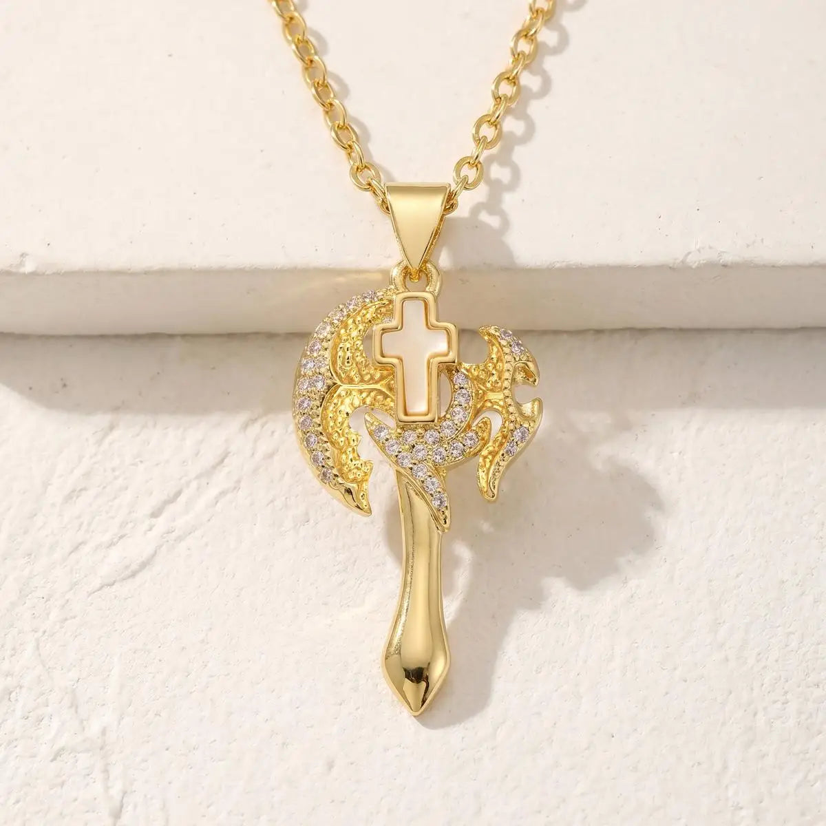 Gold Cross Necklace Zircon Baroque Pendant – Meaeguet Women Cross Pendant Necklace SPOT
