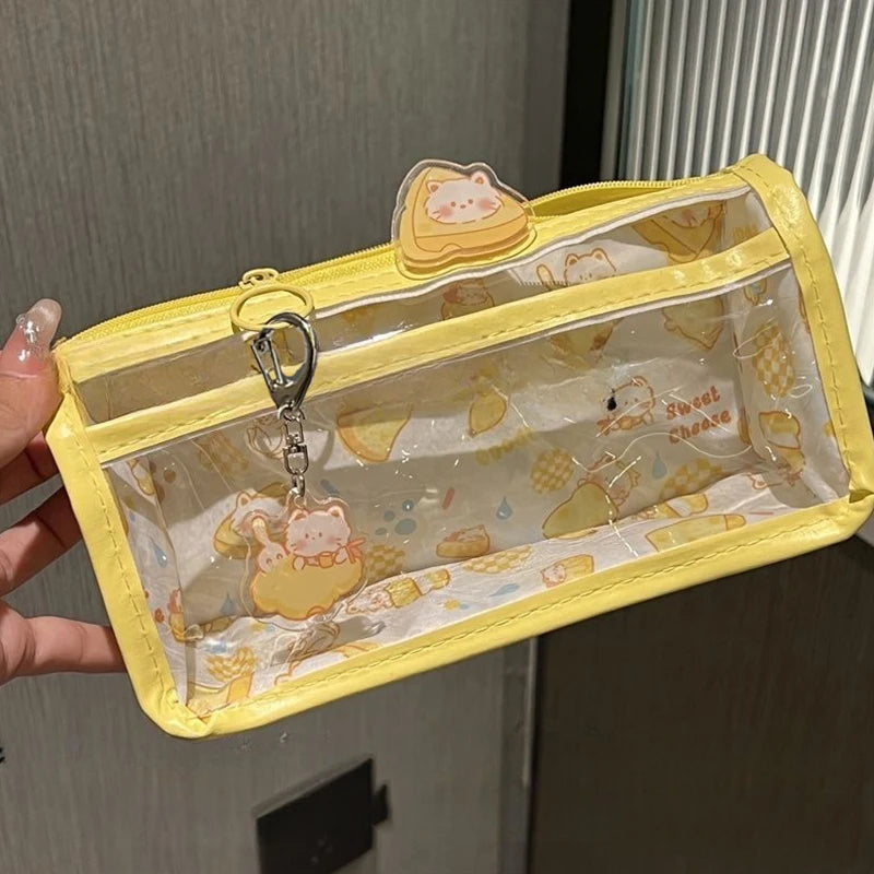 Cartoon Translucent Pencil Case – Large Capacity Stationery Bag Pencil Case SPOT