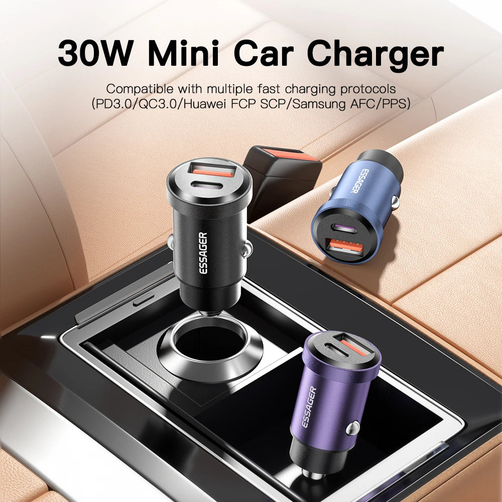 Essager 45W USB-C Car Charger QC4.0 PD3.0 Fast Charging USB Car Charger SPOT