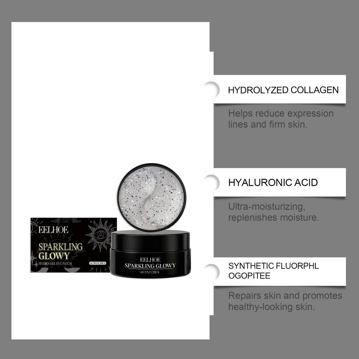 EELHOE Hydro-Gel Collagen Eye Patches 60 Pairs – Brightening Eye Gel Patches SPOT