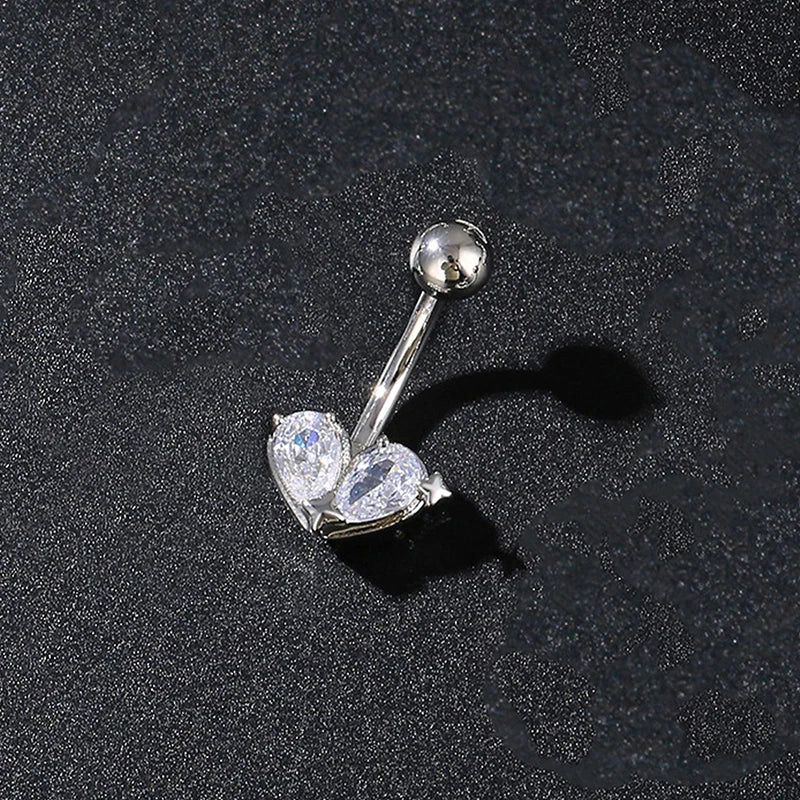 Zircon Belly Button Ring – Stainless Steel Navel Piercing Jewelry Navel Piercing Ring SPOT A5
