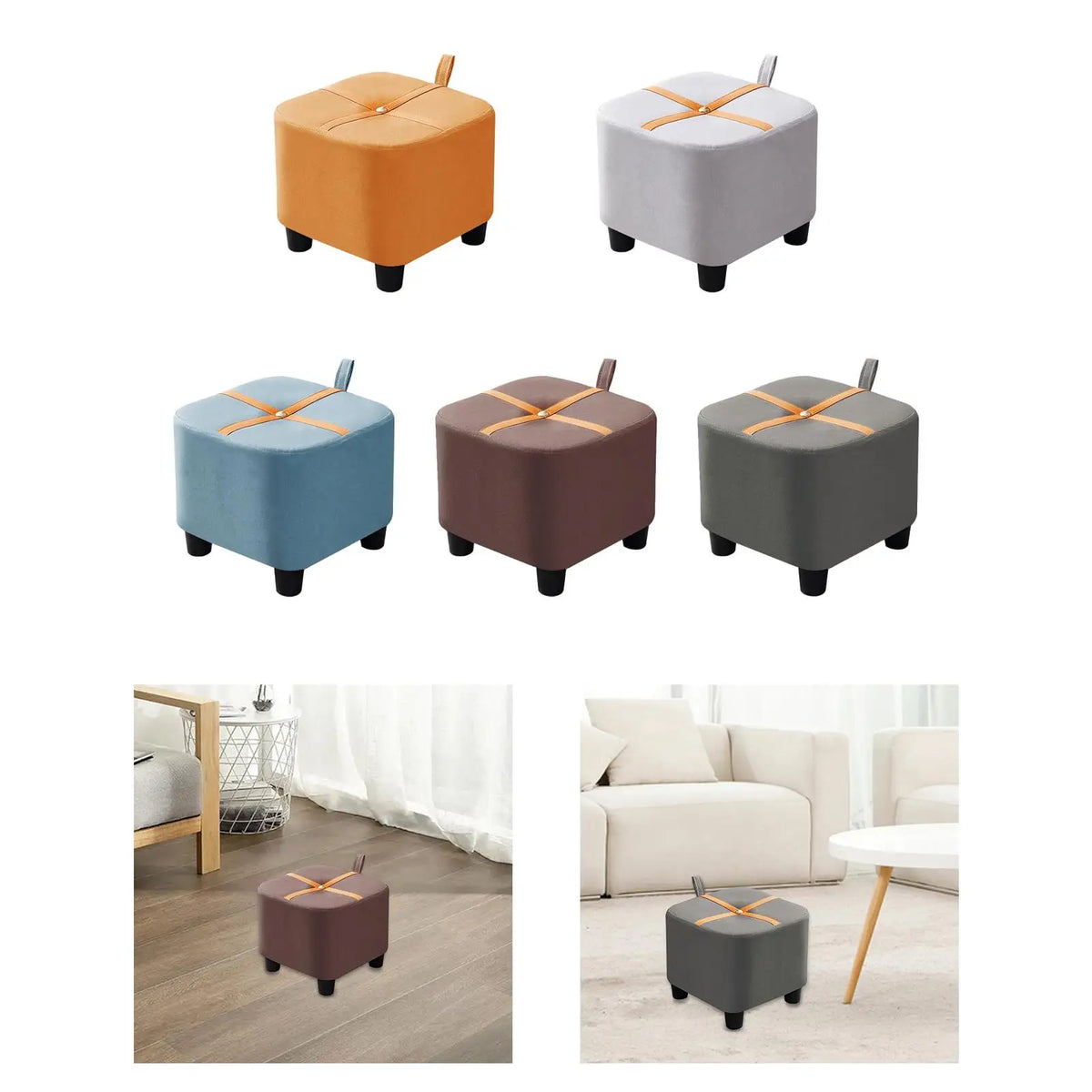 Small Square Ottoman Footstool – Modern Minimalist Sofa Bench Ottoman Footstool SPOT