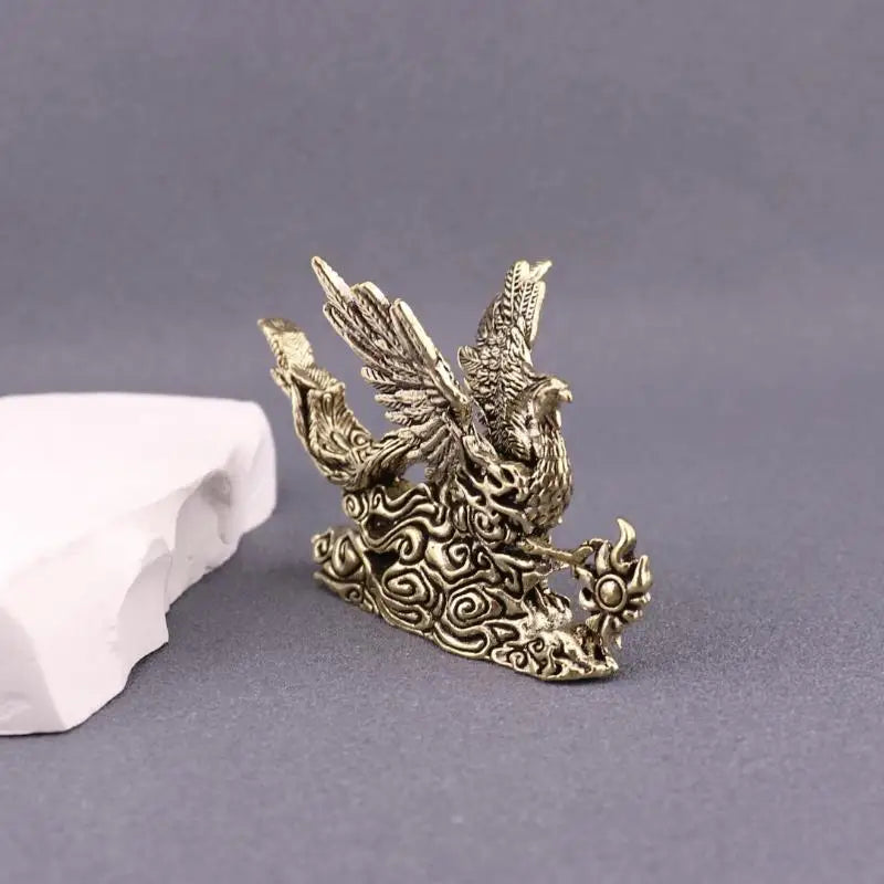 Brass Phoenix Figurine – Good Luck Desktop Ornament & Gift Decorative Figurine SPOT onesize