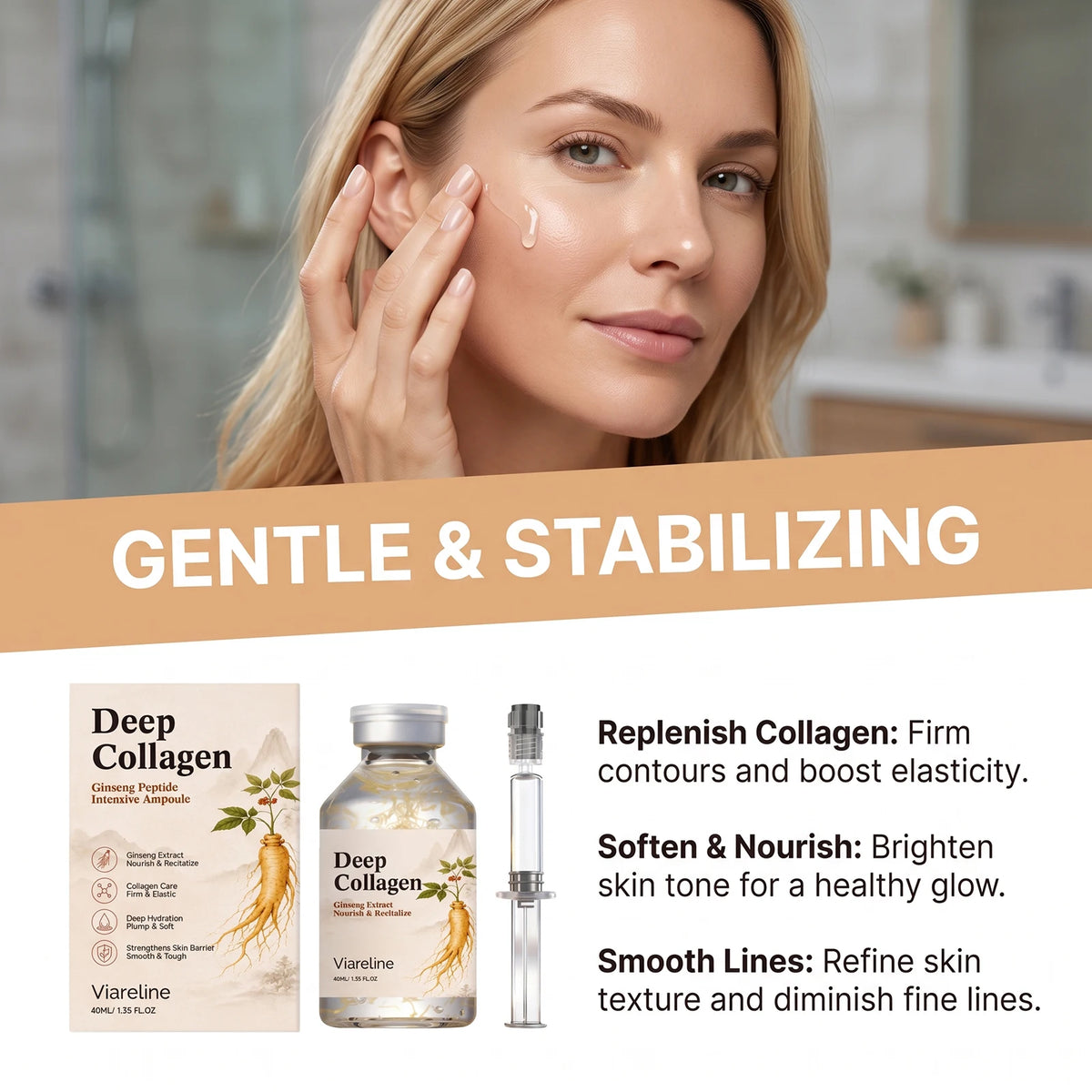 VIARELINE Ginseng Collagen Ampoule Serum – Firming & Brightening Face Serum SPOT