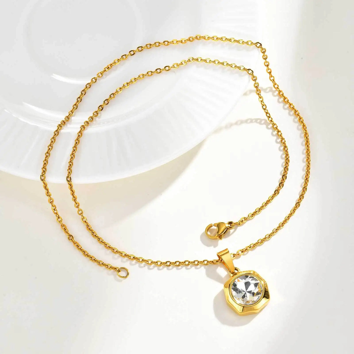 316L Stainless Steel Geometric Zircon Pendant Necklace Women Pendant Necklace SPOT