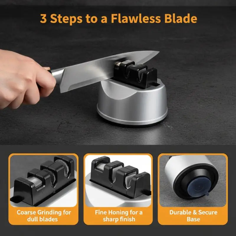 Tungsten Steel Knife & Scissors Sharpener with Non-Slip Base Knife Sharpener SPOT
