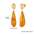 Amber Resin Teardrop Earrings – 18K Gold Plated Dangle Drop Dangle Earrings SPOT ED-1152G