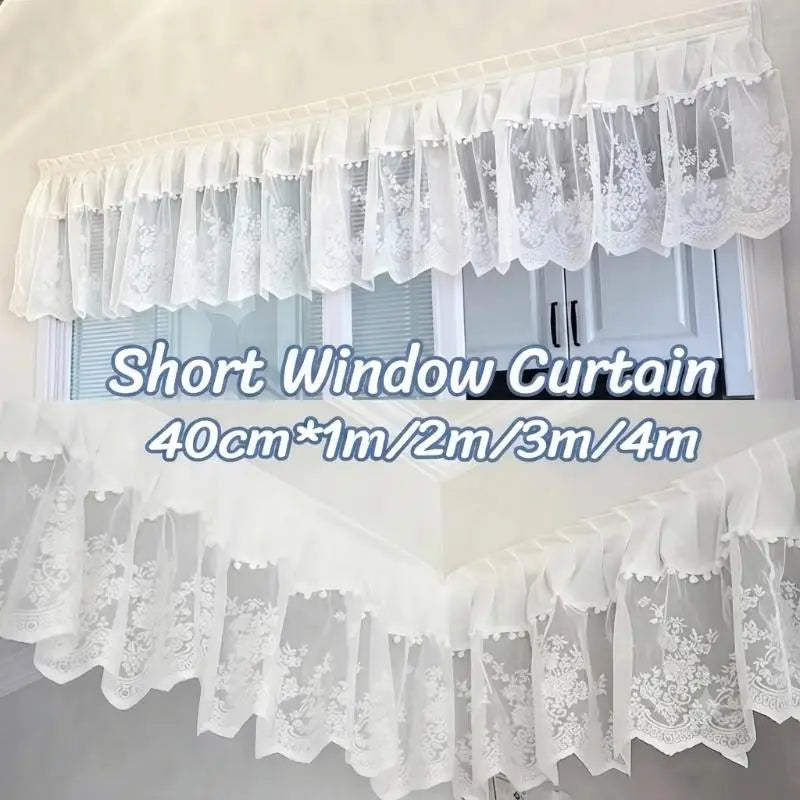 White Sheer Lace Valance Curtain – Cherry Floral Vintage Style Lace Valance Curtain SPOT