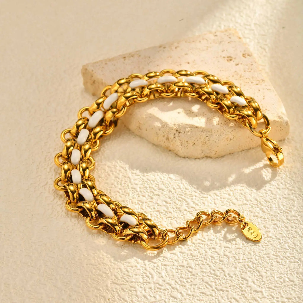 Chunky Chain Bracelet 18K Gold Plated Stainless Steel Women Chain Link Bracelet SPOT