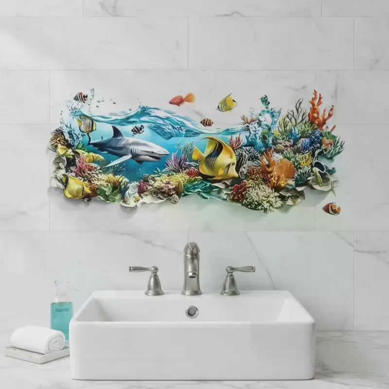 Ocean Fish Bathroom Wall Sticker – Waterproof PVC Decal Wall Sticker Decal SPOT
