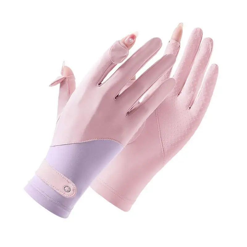 UV Ice Silk Driving Gloves – Touchscreen & Anti-Slip Sun Protection UV Driving Gloves SPOT Powder Purple