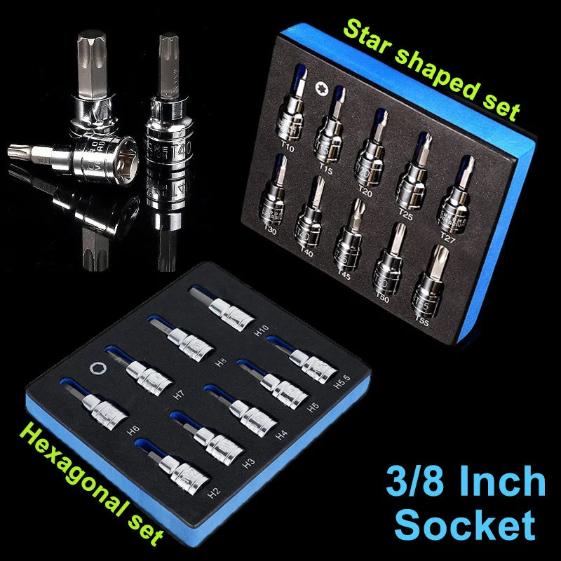3/8" Drive Hex & Star Socket Set – Chrome Vanadium Steel Socket Set SPOT