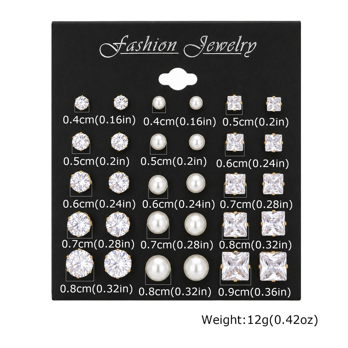 15-Pair Gold Stud Earrings Set – CZ & Faux Pearl for Women Stud Earrings Set SPOT