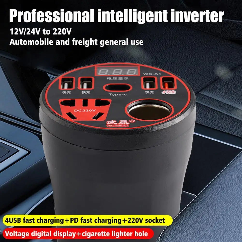 120W Car Power Inverter 12V/24V to 220V USB Type-C Charger Car Power Inverter SPOT