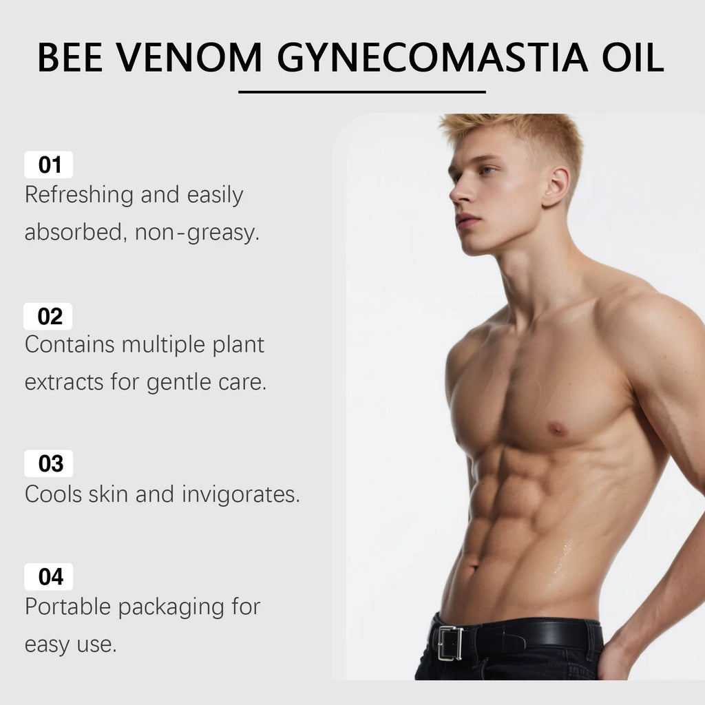 Men's Chest Firming Massage Oil – Bee Venom & Plant Extracts Body Sculpting Oil SPOT