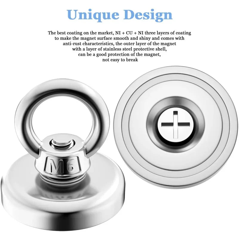 Neodymium Fishing Magnet with Eyebolt – Heavy Duty Salvage Fishing Magnet SPOT