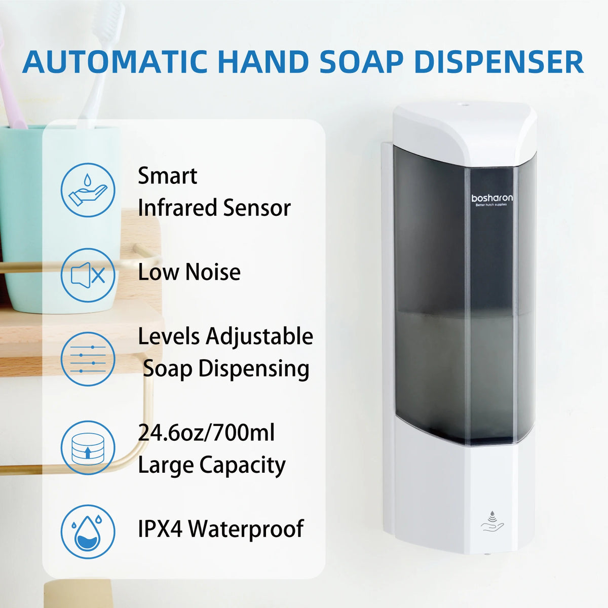 700ml Touchless Wall Mount Automatic Soap Dispenser | Smart Sensor Automatic Soap Dispenser SPOT