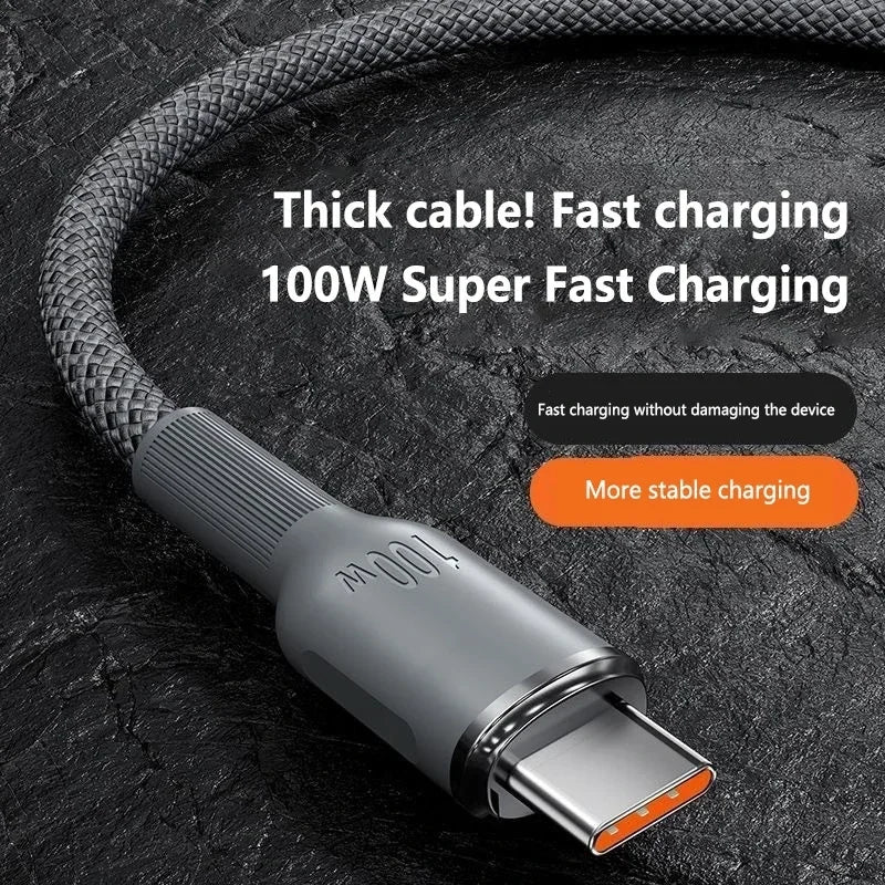 100W 6A Braided USB-C to USB-C Fast Charging Cable | 1m–2m USB-C Charging Cable SPOT