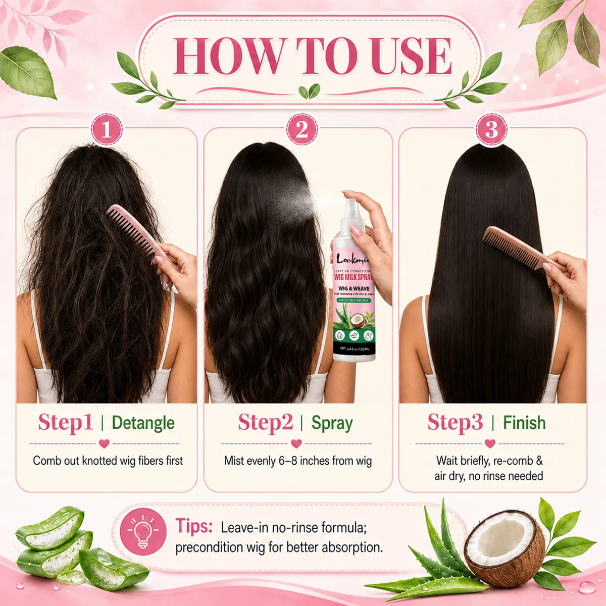 Lockmio Wig Milk Spray Leave-In Conditioner 100ml – All Wigs Wig Leave-In Conditioner SPOT