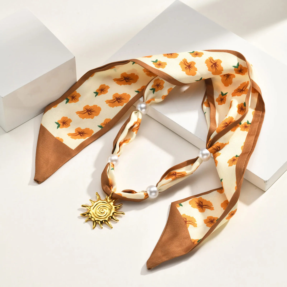 Vintage Silk Ribbon Necklace – 18K Gold Sunburst Pendant Pendant Necklace SPOT