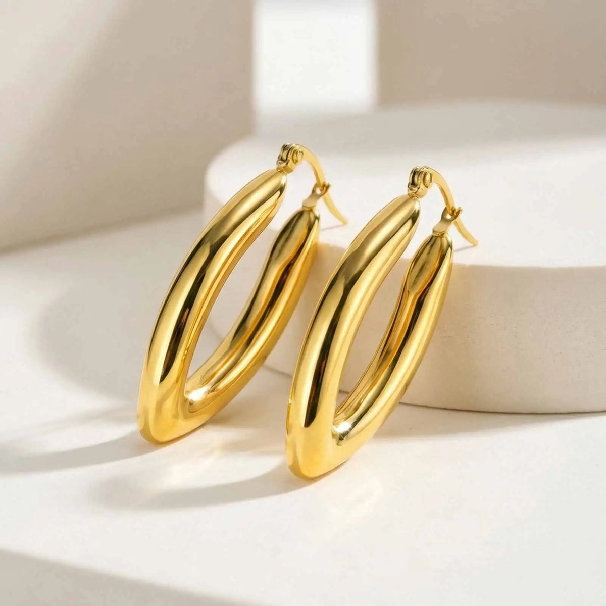 Geometric Gold Hoop Earrings – Stainless Steel, Non-Tarnish Hoop Earrings SPOT