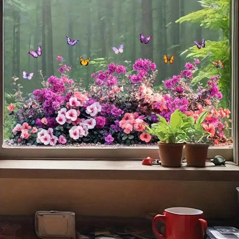Wildflower Static Cling Window Stickers – No-Adhesive PVC Decals Window Cling Decals SPOT