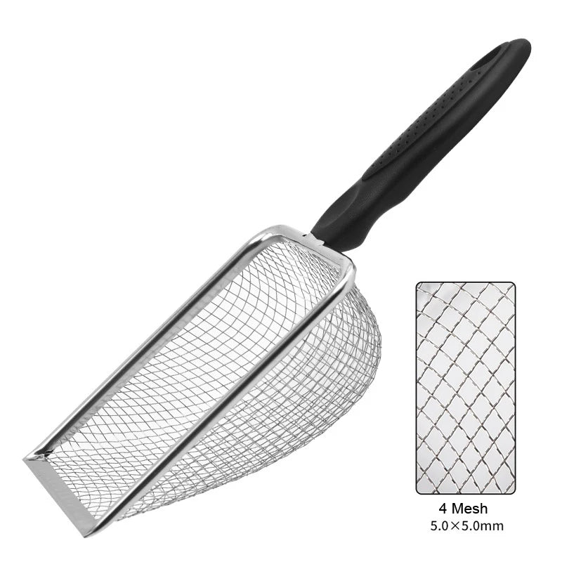 Stainless Steel Reptile Mesh Scoop – Sand & Litter Shovel Reptile Cleaning Tool SPOT 5.0X5.0mm
