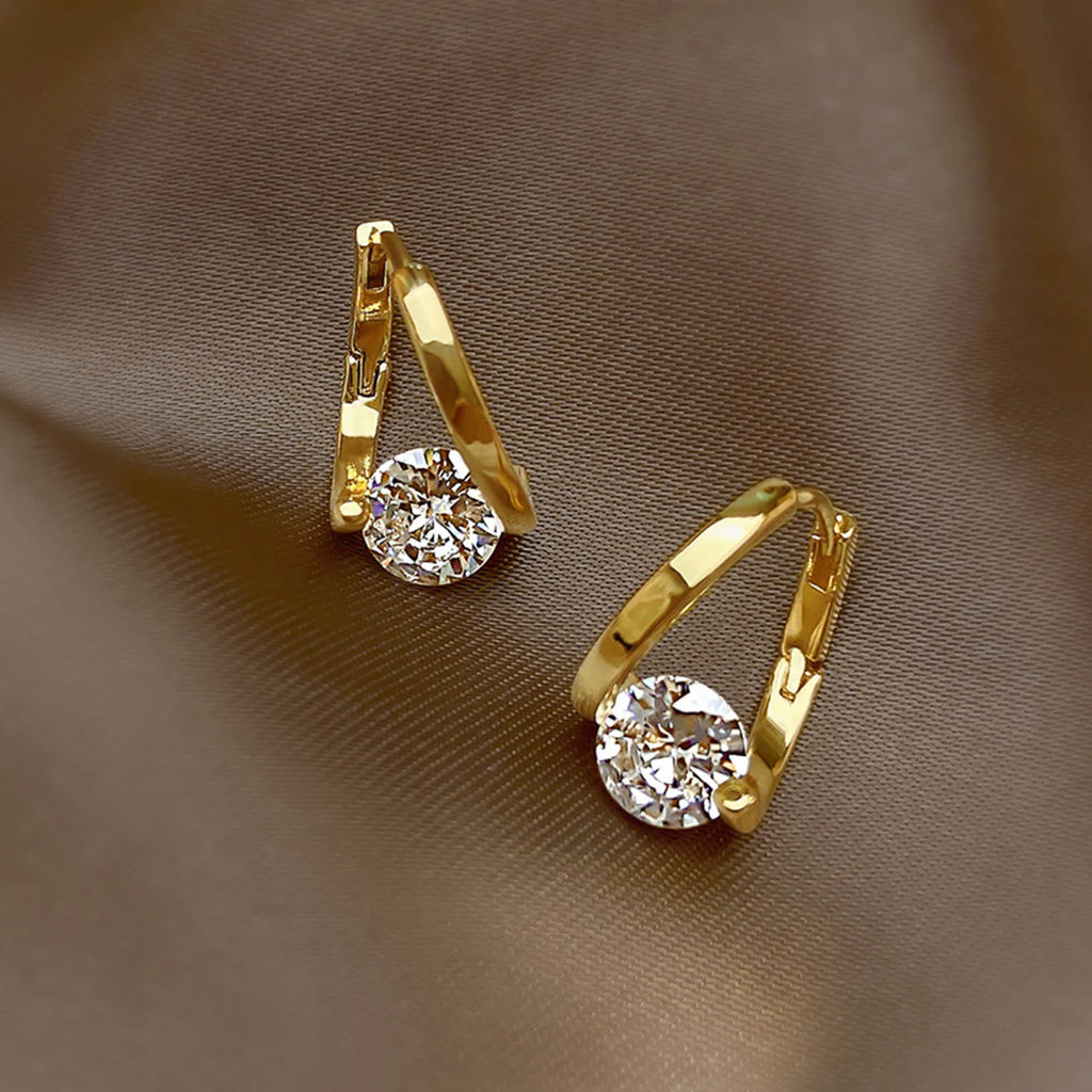 Cubic Zirconia Hoop Earrings – 14K Gold Plated Hypoallergenic Hoop Earrings SPOT