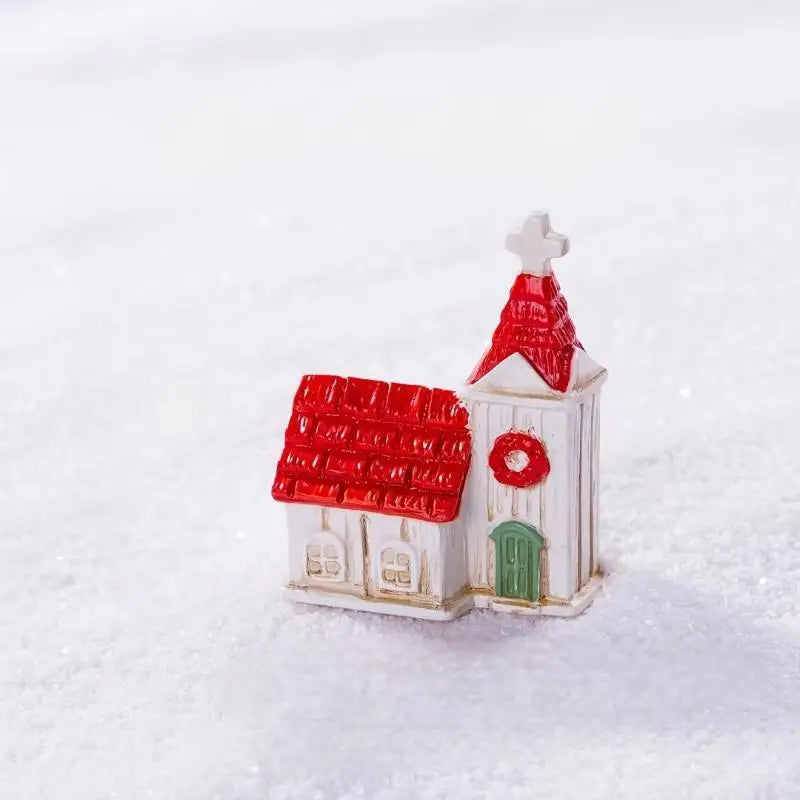 Resin Christmas Village Church Figurine – Miniature House Model Miniature Resin Figurine SPOT