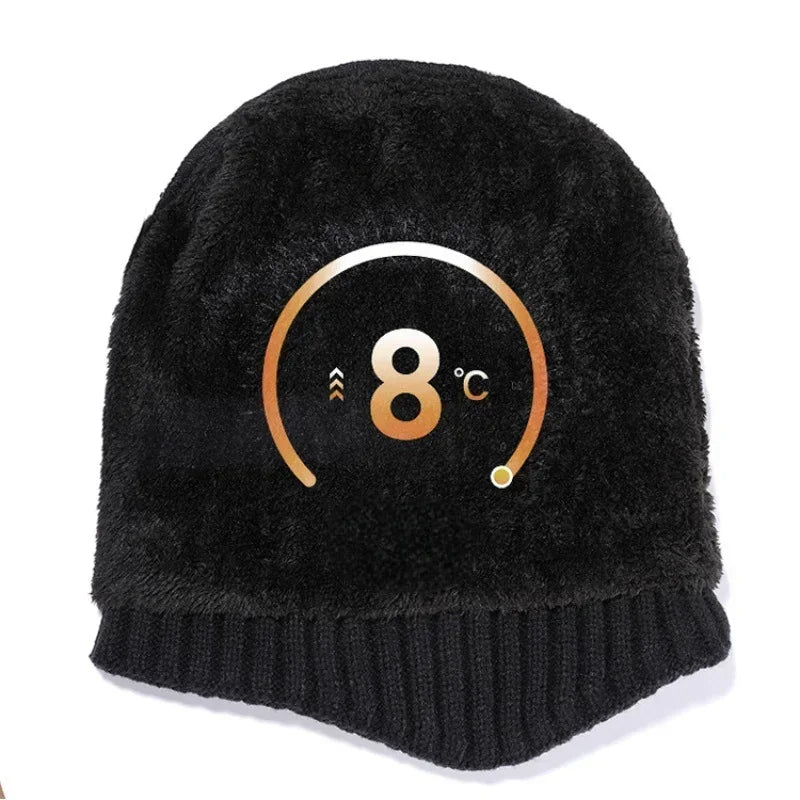 Men's Winter Knit Hat with Velvet Ear Cover | Outdoor Sports Cap Winter Knit Hat SPOT