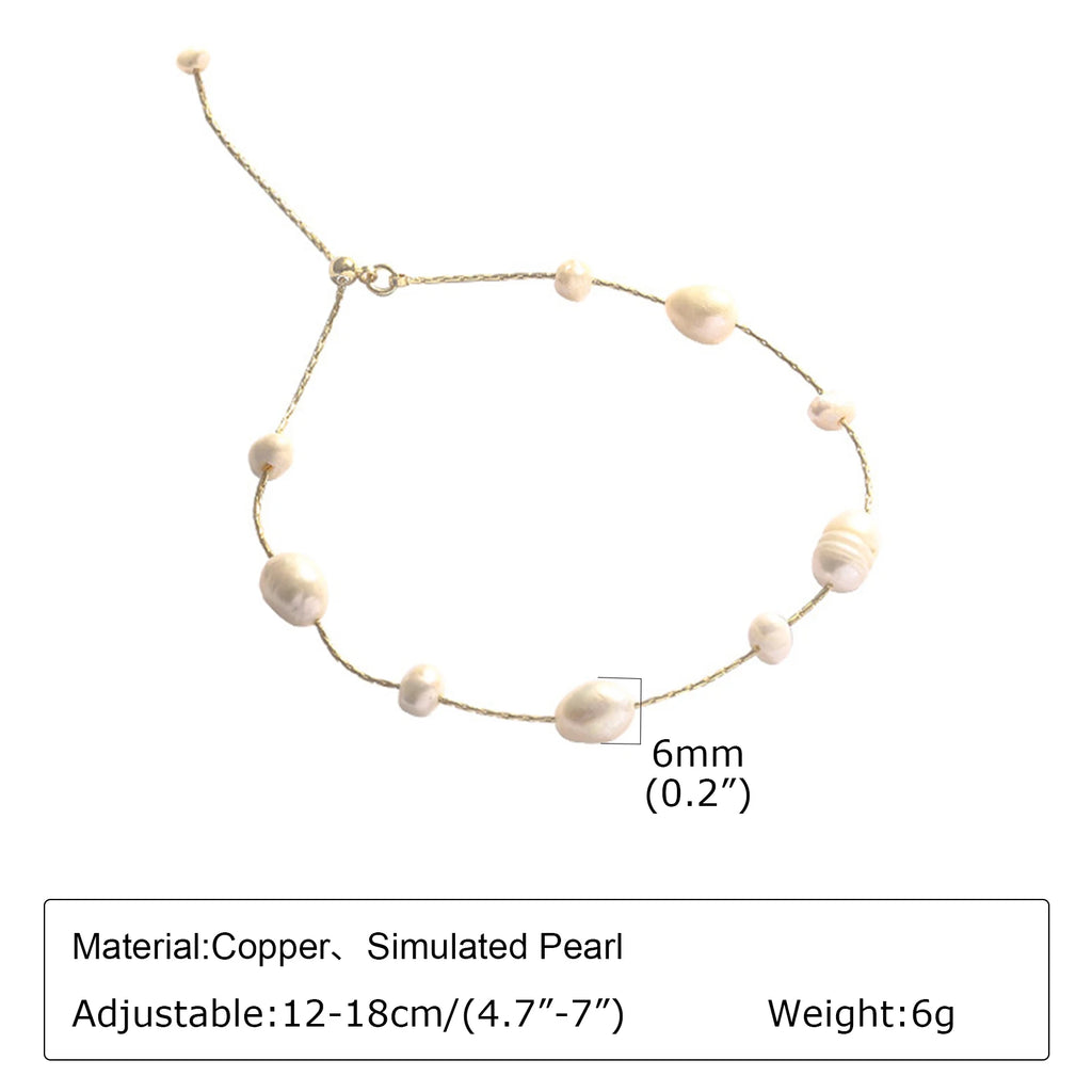 Dainty Pearl Bead Gold Chain Bracelet – Elegant Women's Gift Pearl Chain Bracelet SPOT