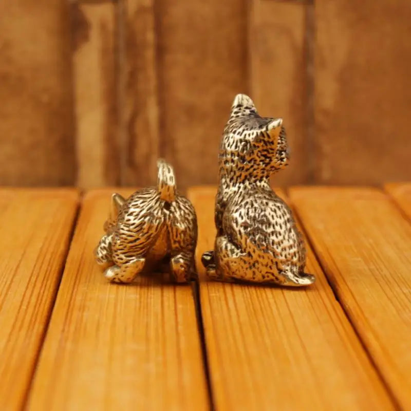 Brass Cat Figurine – Vintage Miniature Tea Pet Desk Ornament Miniature Figurine SPOT