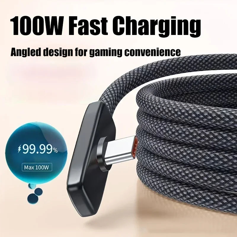 90° Elbow 100W USB-C Braided Fast Charging Cable for Gaming USB-C Charging Cable SPOT