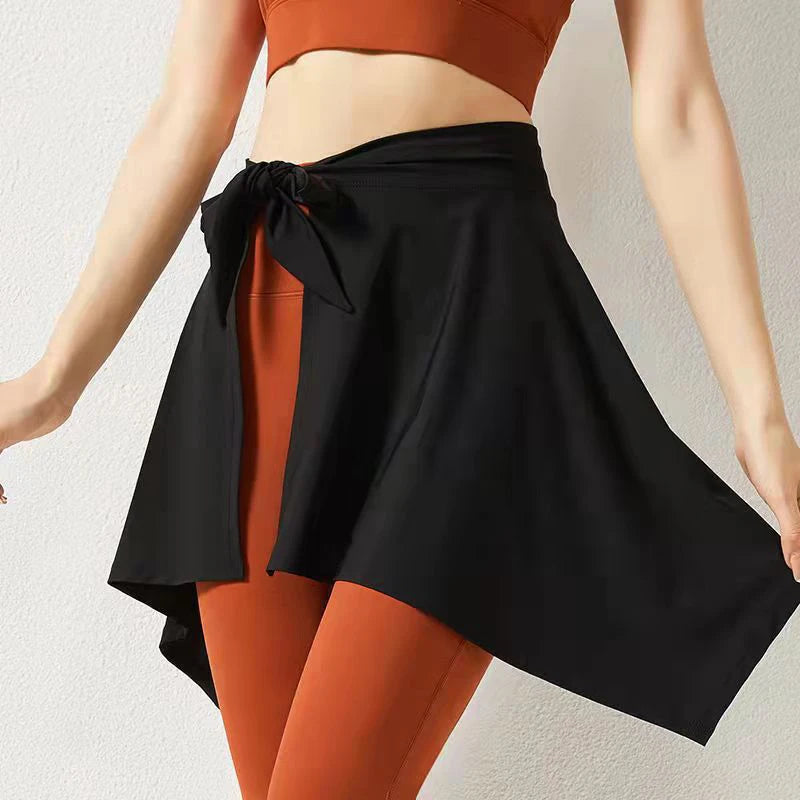 Women's Yoga Wrap Skirt – Sports Cover-Up for Dance & Tennis Active Wrap Skirt SPOT Black