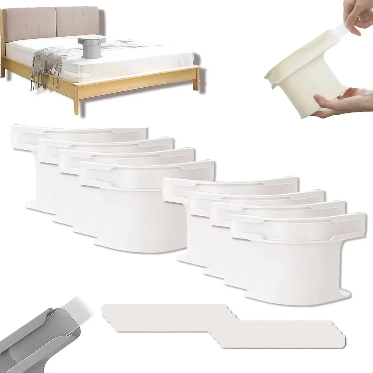 Bed Sheet Corner Grippers – Heavy-Duty Straps, 4 or 8 Pack Bed Sheet Grippers SPOT White 8Pcs