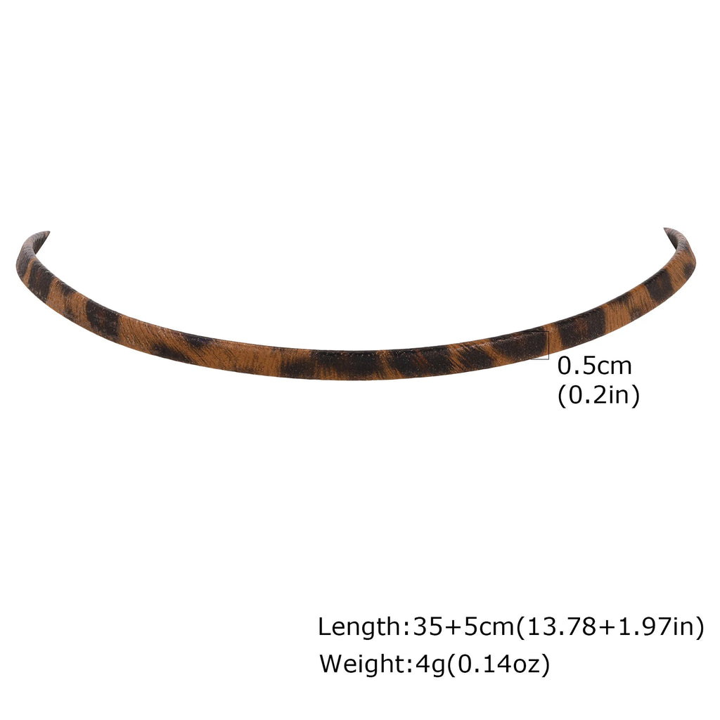 Leopard Print Choker Necklace – Stainless Steel Zirconia Charms Choker Necklace SPOT 5mm-NC-2823G