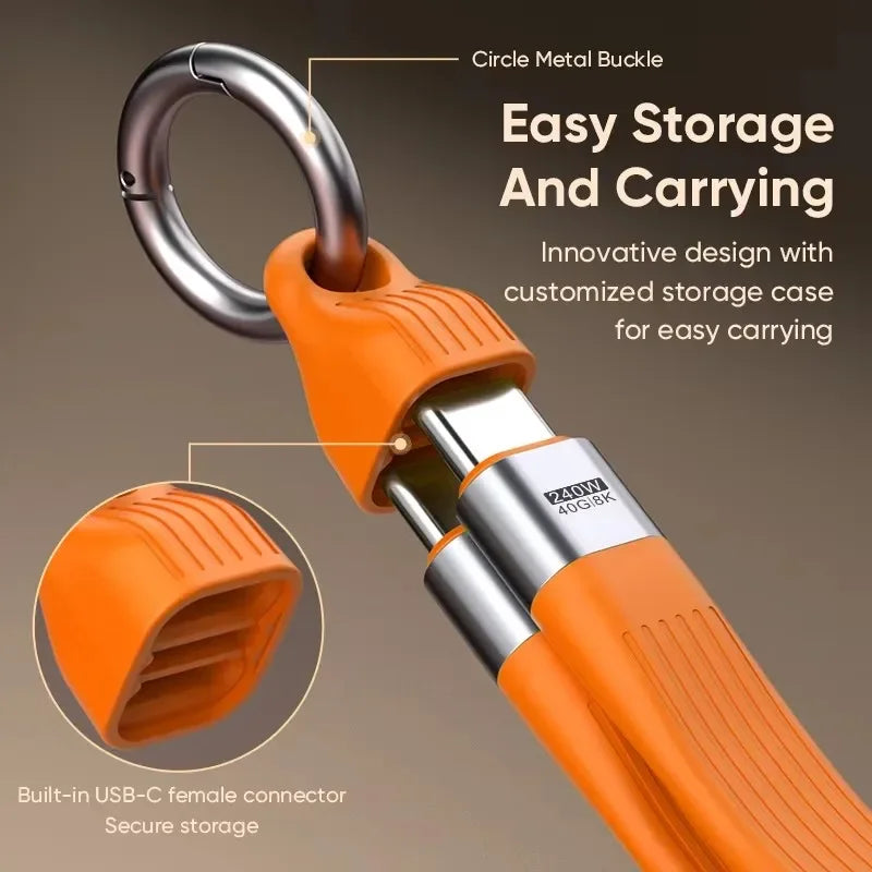 240W USB4 USB-C Keychain Cable – 40Gbps Fast Charge & 8K USB-C Cable SPOT