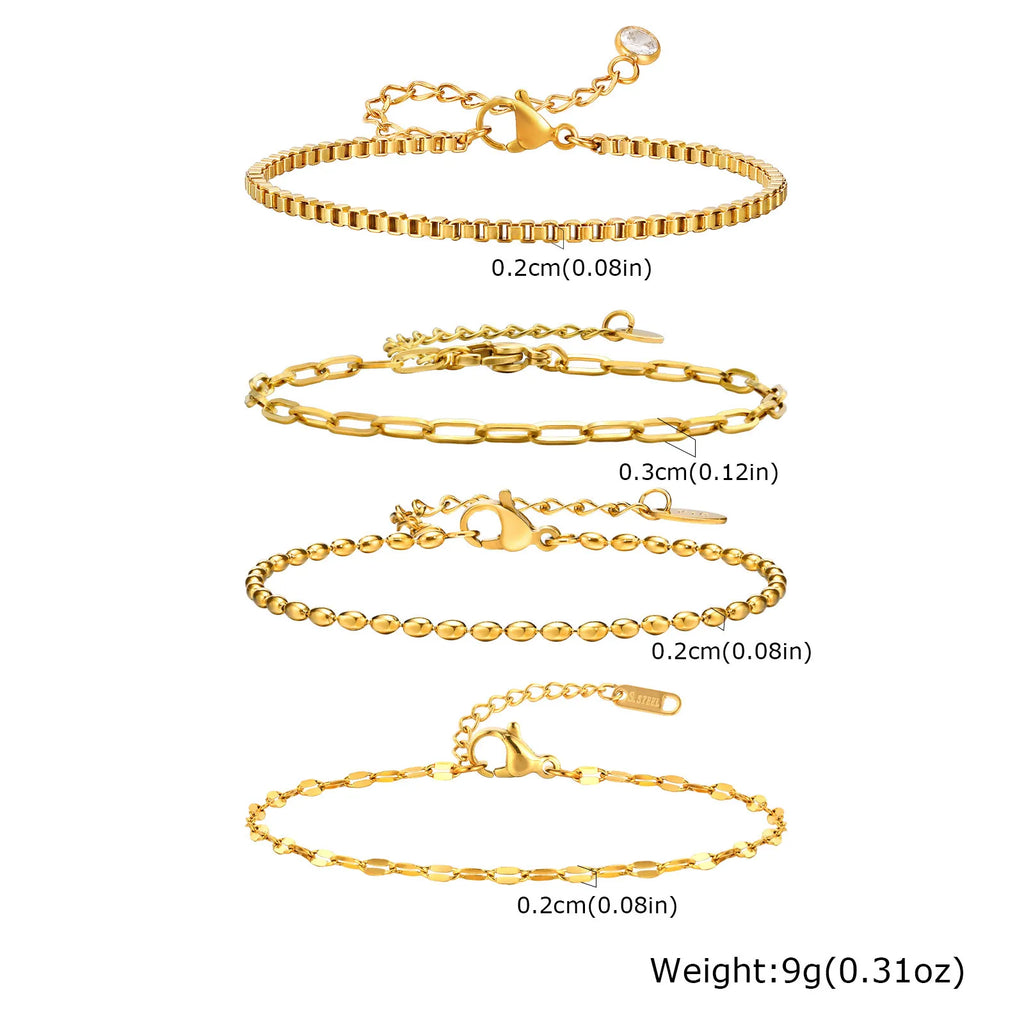 Meaeguet Gold Link Chain Bracelet – Stackable Stainless Steel Chain Link Bracelet SPOT