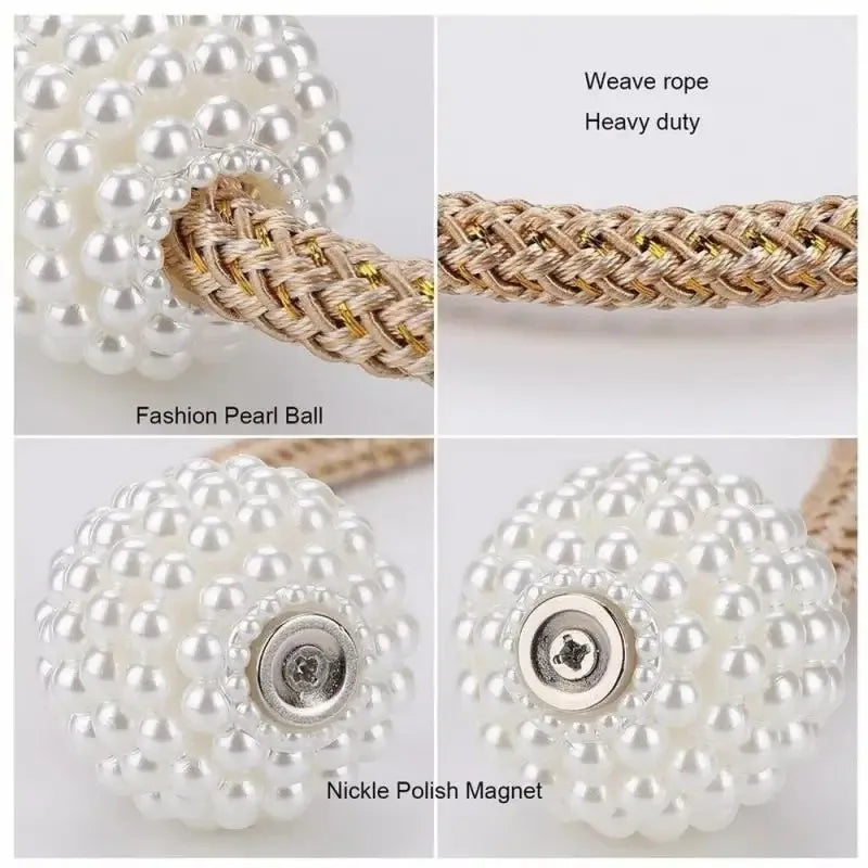Magnetic Curtain Tie Back Clips – Pearl Ball Buckle Holders Curtain Tie Backs SPOT