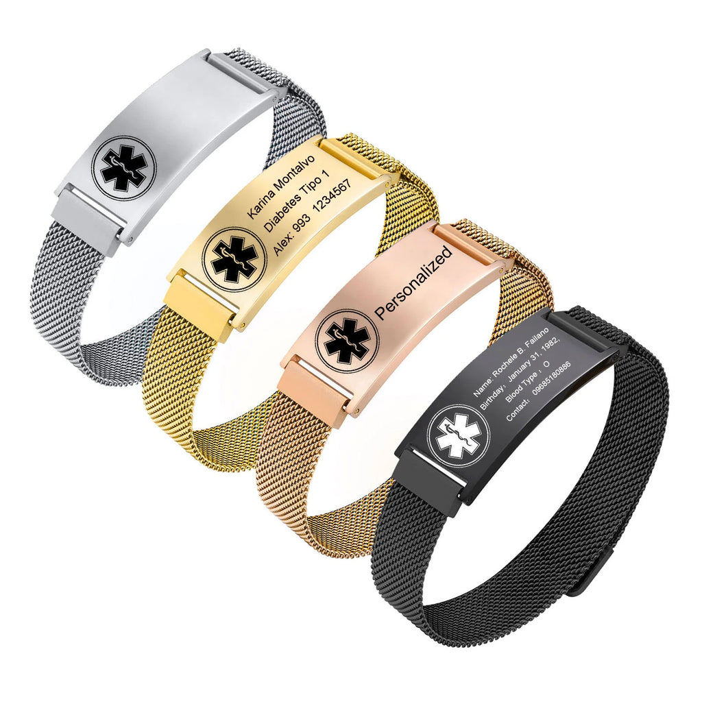 Personalized Medical Alert ID Bracelet – Free Engraving | Stainless Steel Medical ID Bracelet SPOT