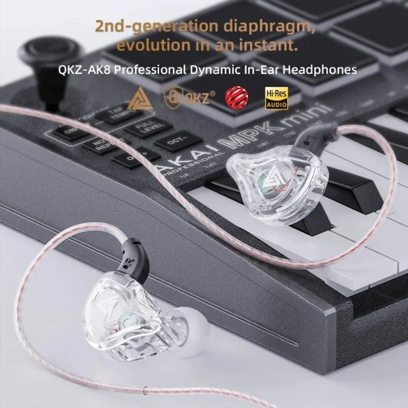 QKZ-AK8 Hi-Res Wired Earphones – 10mm OFC Cable & Mic Wired In-Ear Earphones SPOT