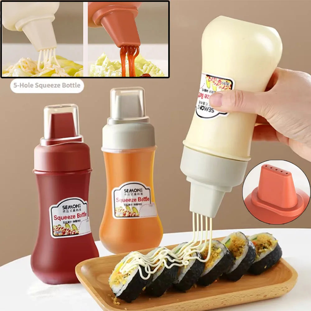 350ml Squeeze Sauce Bottle – 5-Hole Condiment Dispenser Condiment Squeeze Bottle SPOT