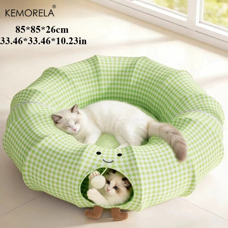 KEMORELA Foldable Cat Tunnel Bed – Washable & Multi-Use Cat Tunnel Bed SPOT