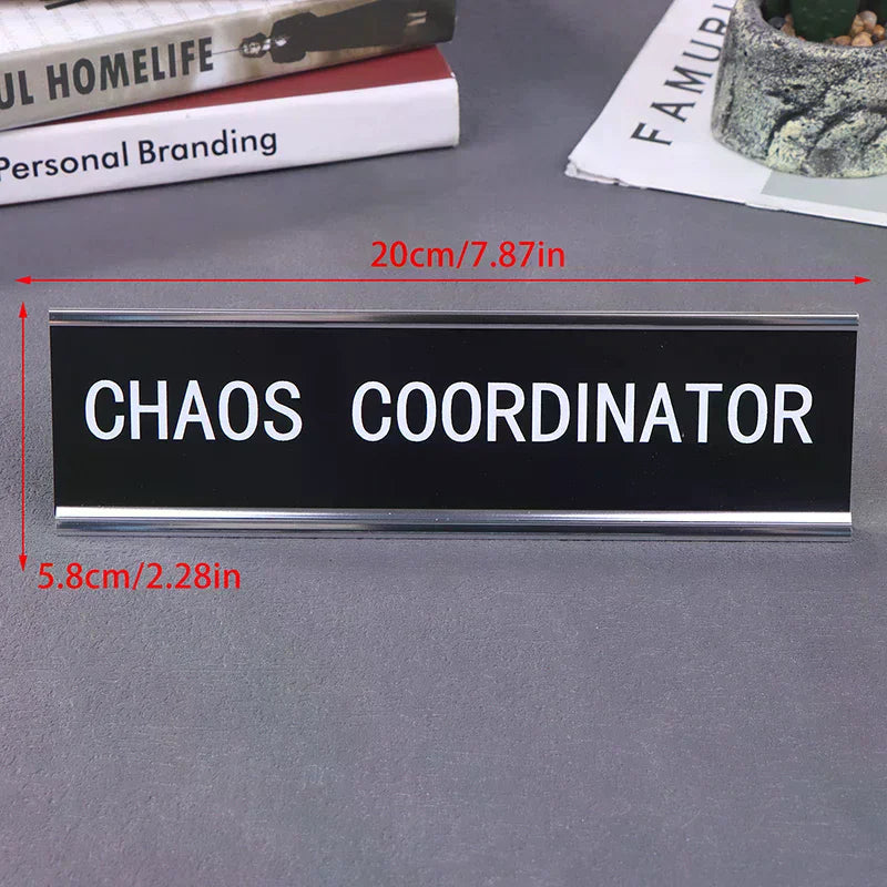 Chaos Coordinator Funny Desk Sign – Aluminum Office Name Plate Desk Name Plate SPOT